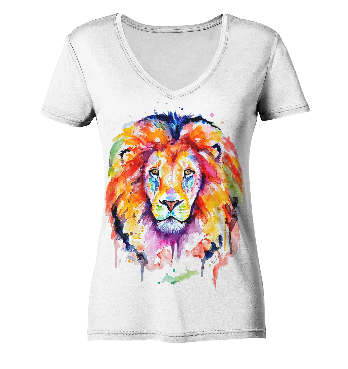 Bunter Löwe - Ladies V-Neck Shirt