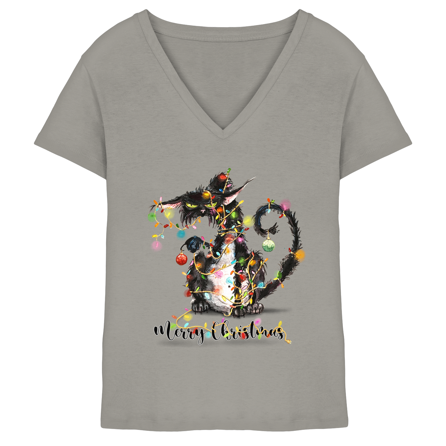 F*U-Cat - Merry Christmas - Ladies V-Neck Shirt