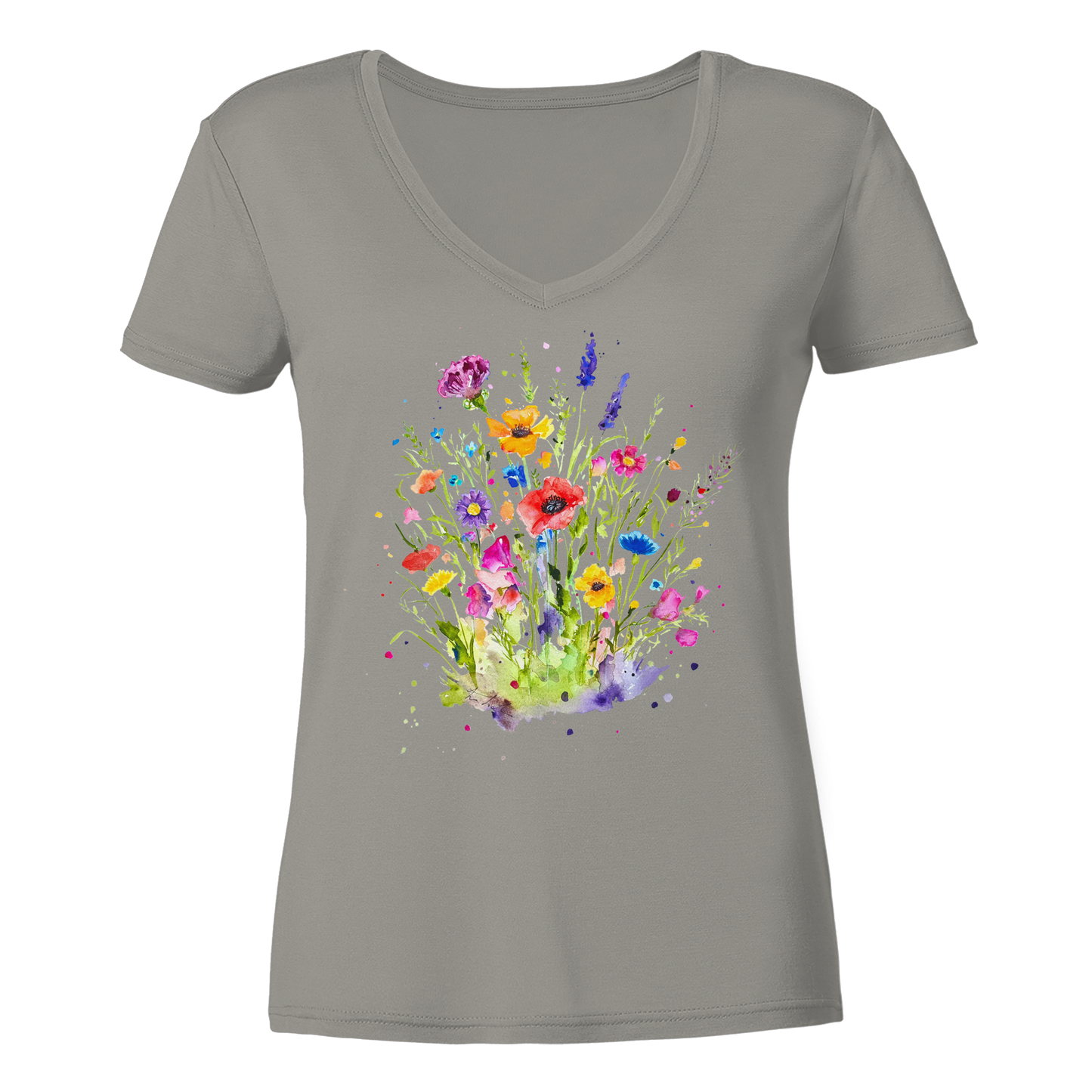 Wildblumen in Aquarell - Ladies V-Neck Shirt