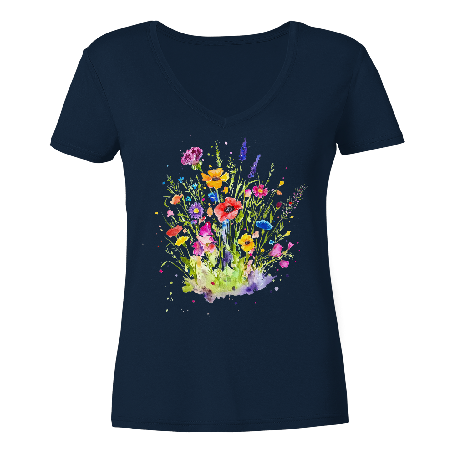 Wildblumen in Aquarell - Ladies V-Neck Shirt