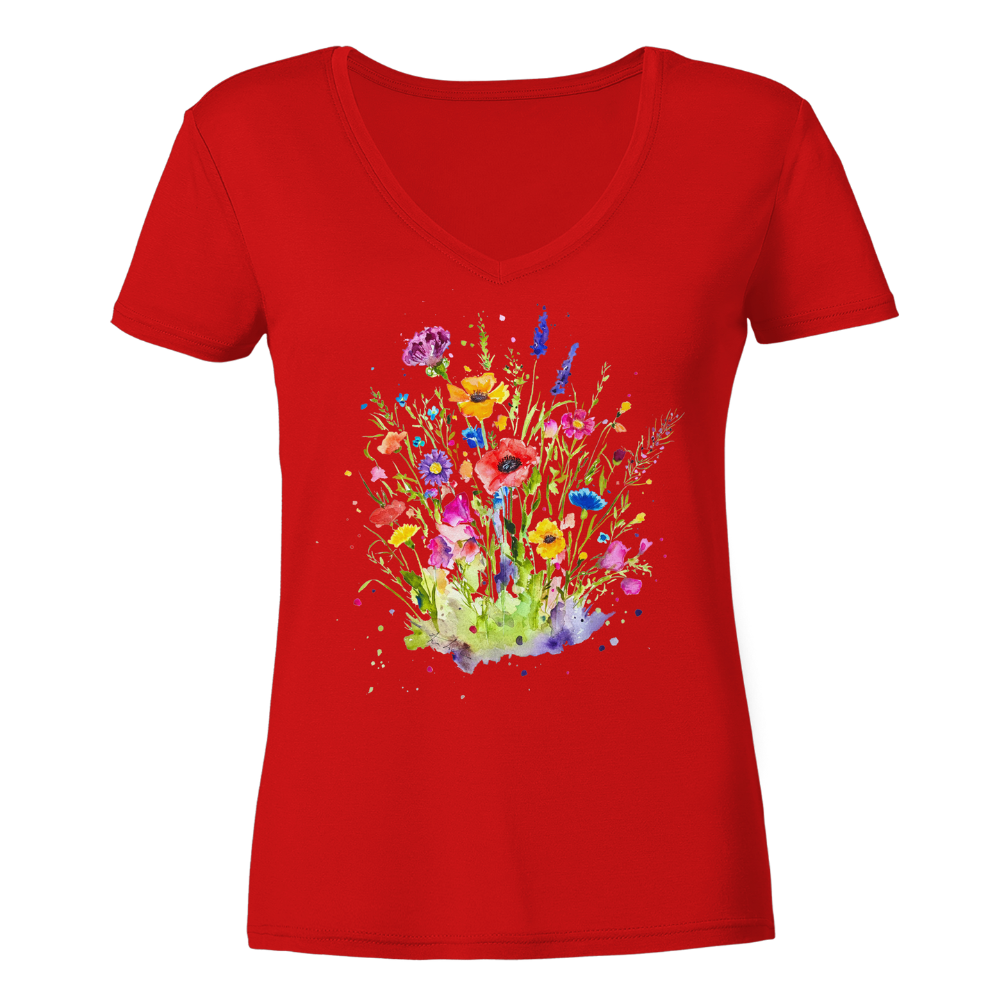 Wildblumen in Aquarell - Ladies V-Neck Shirt
