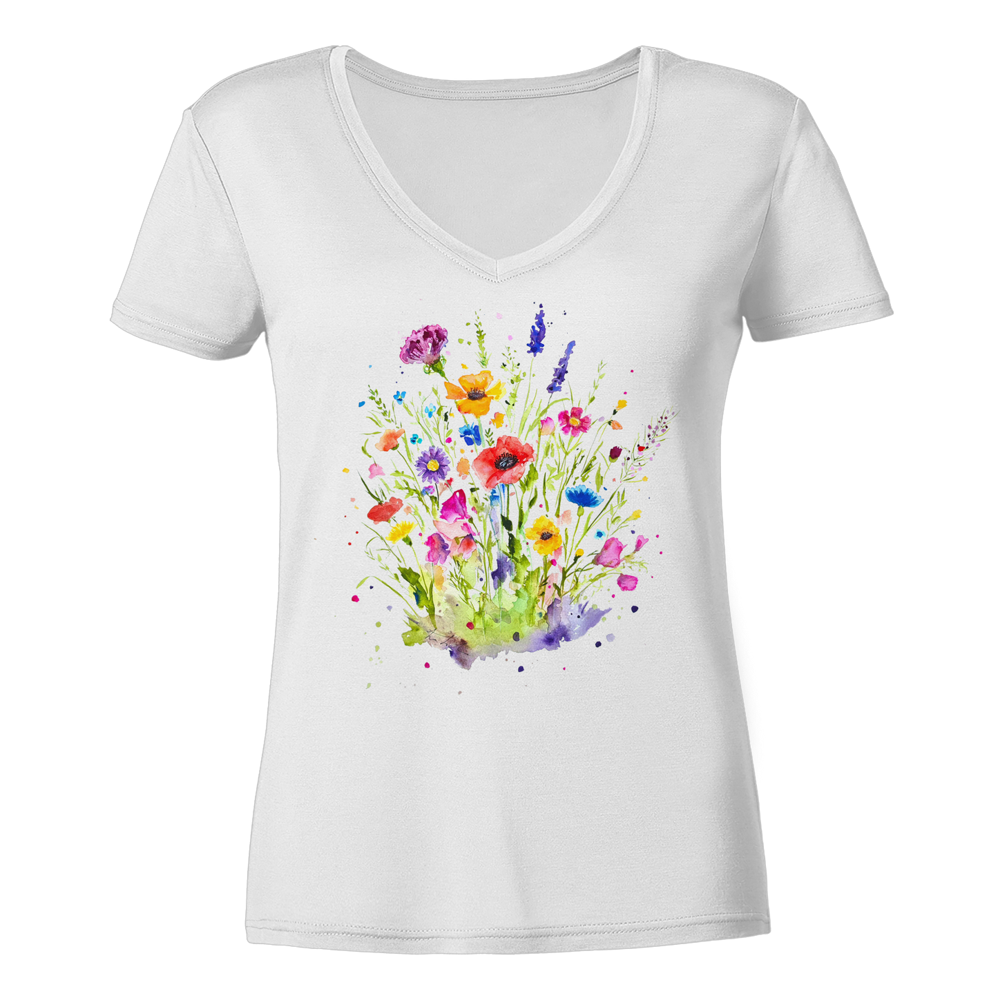 Wildblumen in Aquarell - Ladies V-Neck Shirt