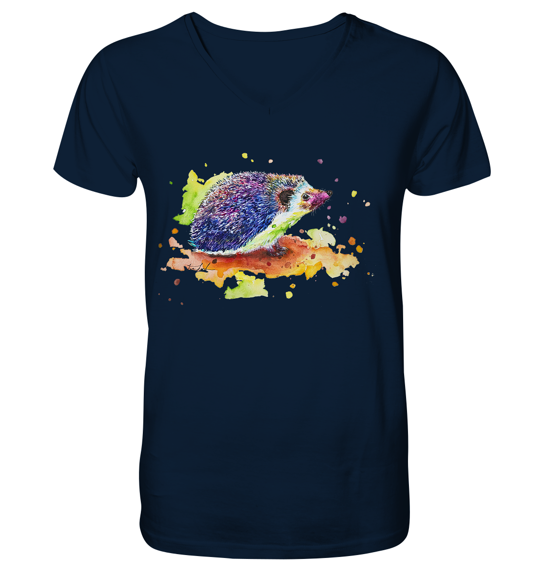 Motiv farbenfroher Igel - Mens Organic V-Neck Shirt