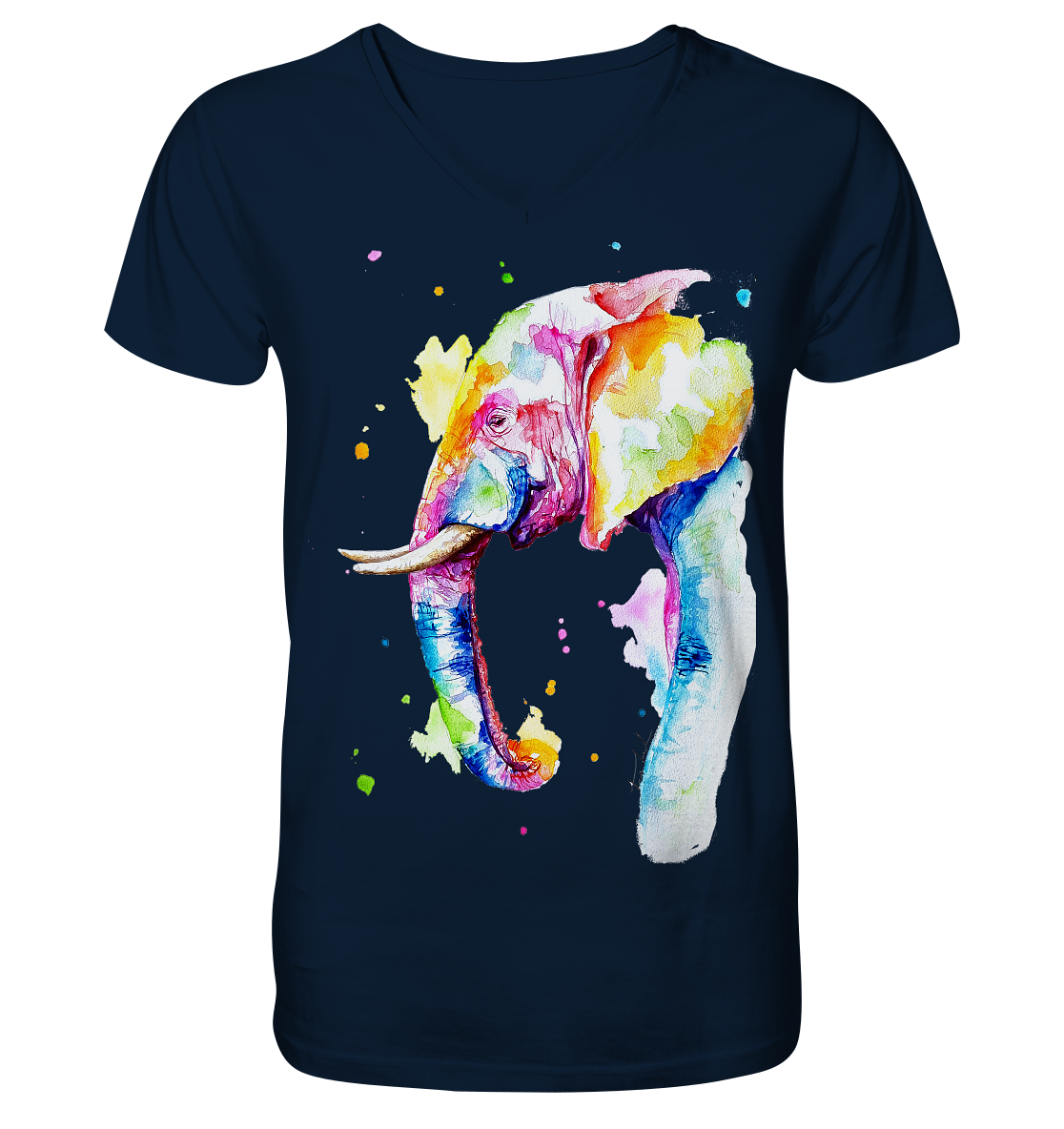 Bunter Elefant - Mens Organic V-Neck Shirt