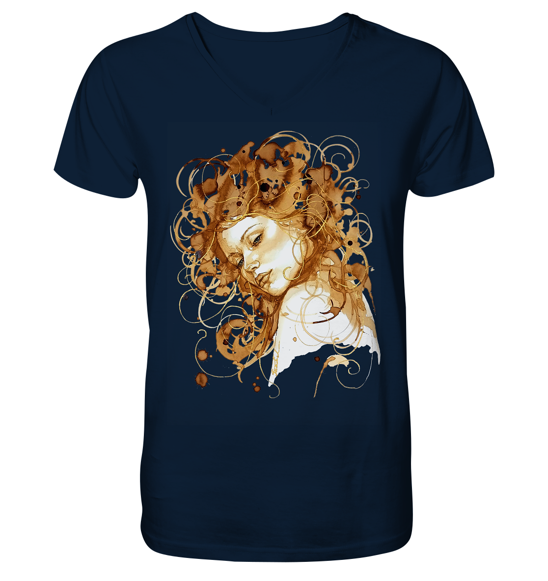 Kaffeemotiv Portrait mit goldenen Haaren - Mens Organic V-Neck Shirt