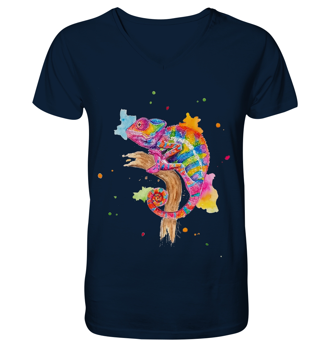 Buntes Chamäleon - Mens Organic V-Neck Shirt