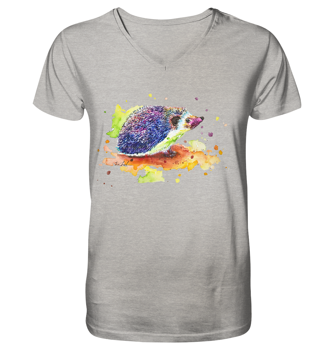 Motiv farbenfroher Igel - Mens Organic V-Neck Shirt