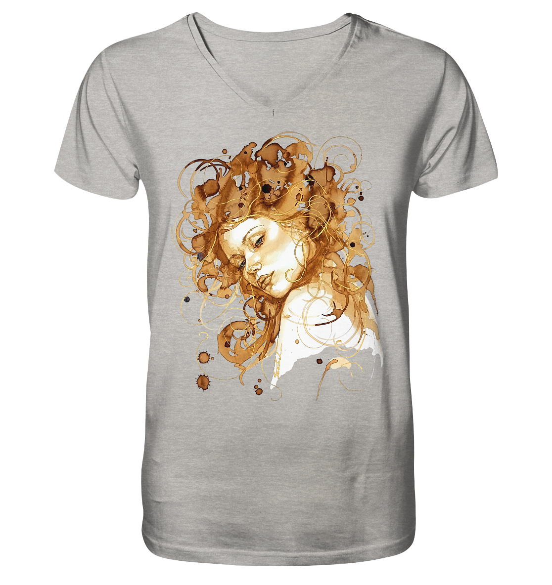 Kaffeemotiv Portrait mit goldenen Haaren - Mens Organic V-Neck Shirt