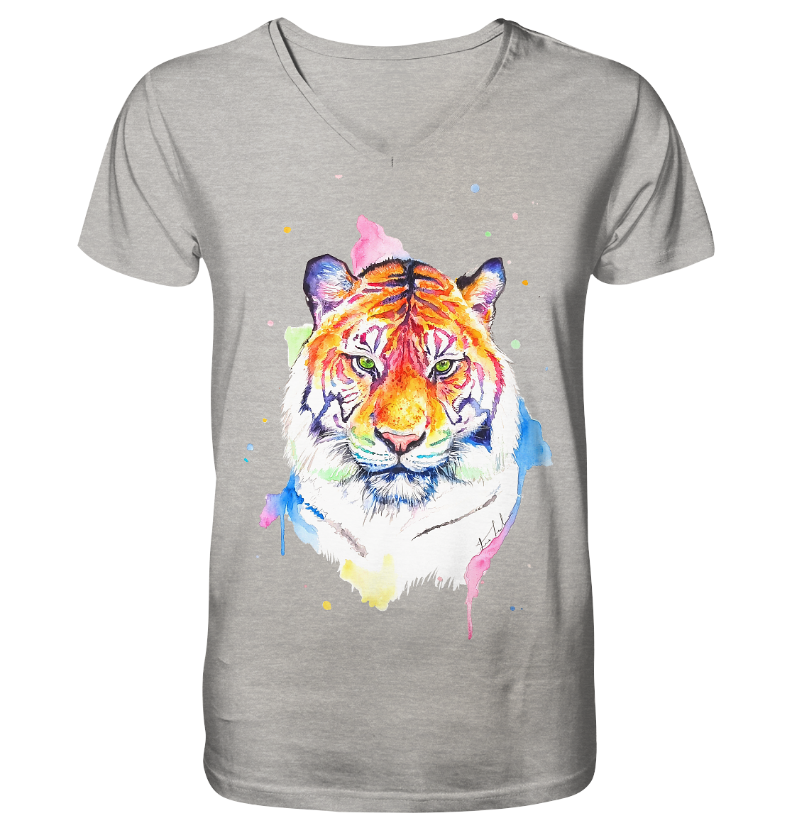 Bunter Tiger - Mens Organic V-Neck Shirt