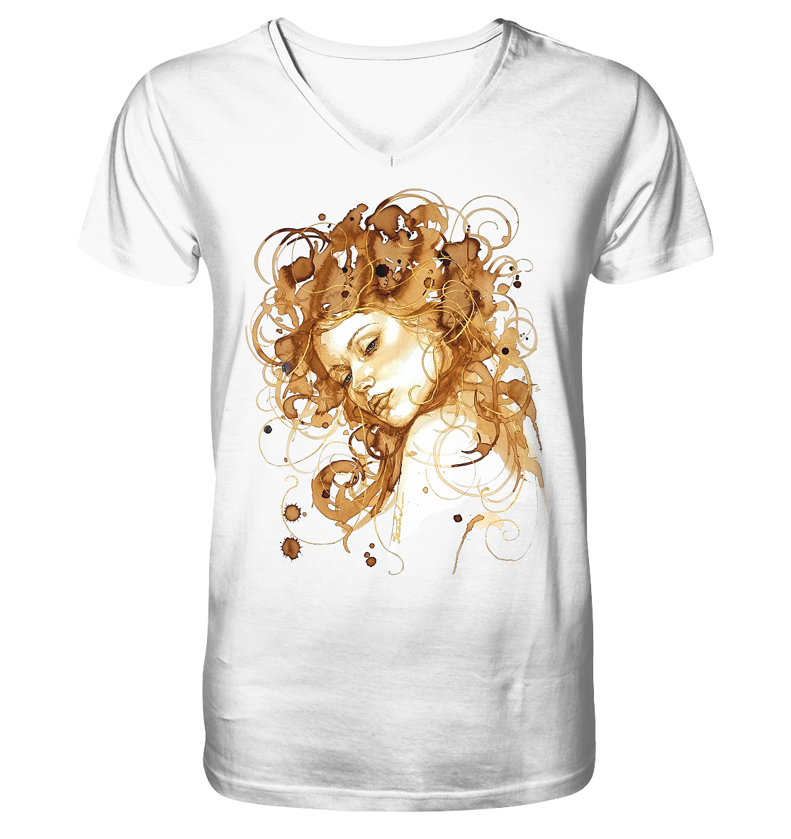 Kaffeemotiv Portrait mit goldenen Haaren - Mens Organic V-Neck Shirt