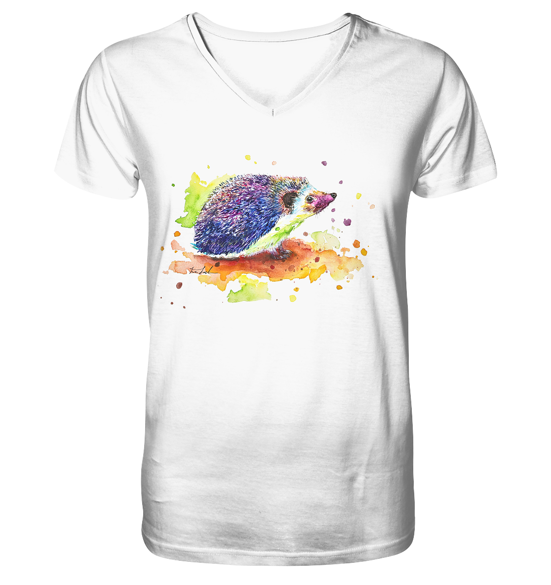 Motiv farbenfroher Igel - Mens Organic V-Neck Shirt