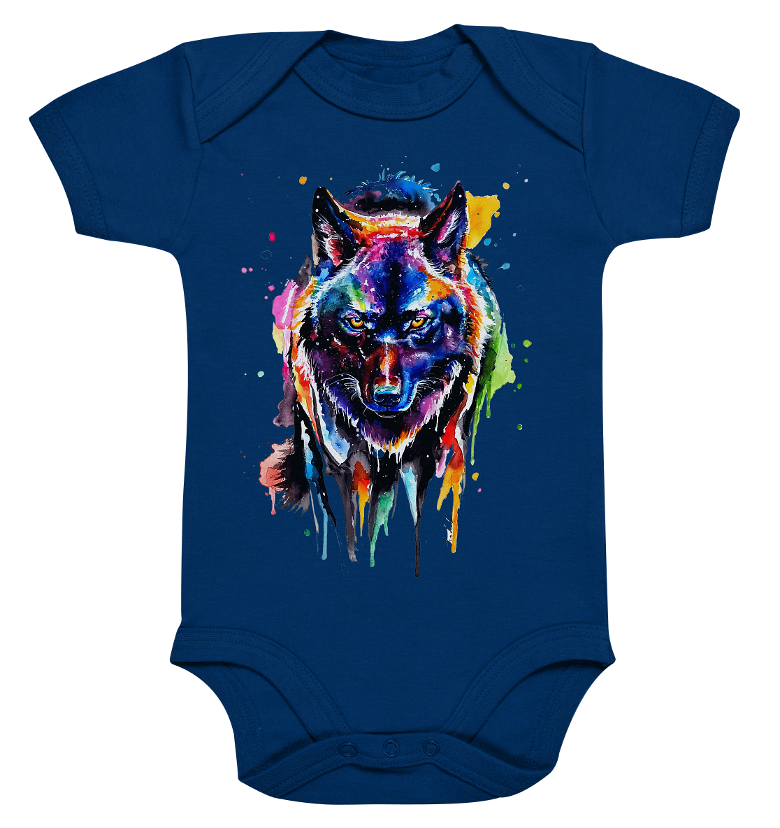 Bunter schwarzer Wolf - Organic Baby Bodysuite