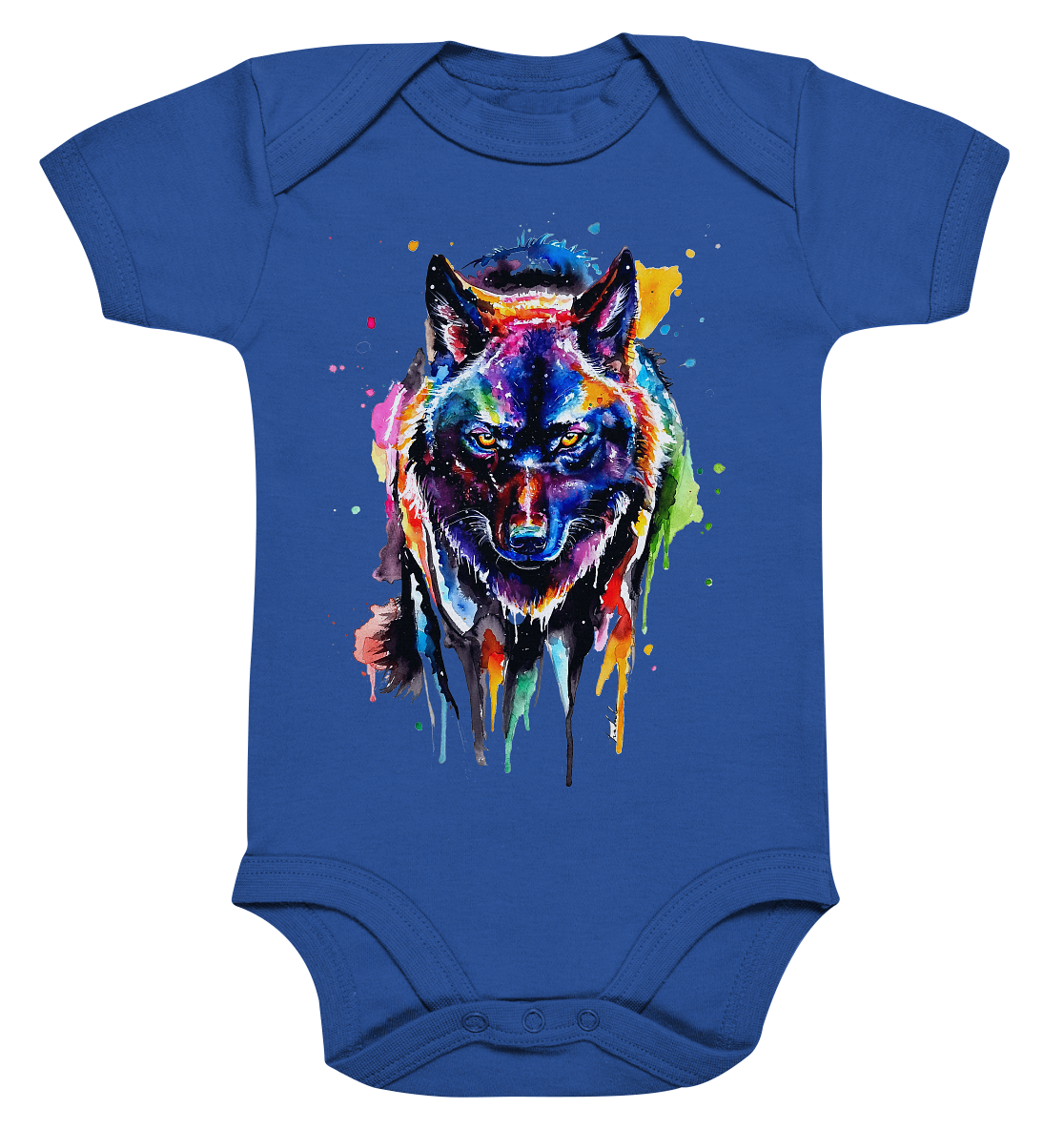 Bunter schwarzer Wolf - Organic Baby Bodysuite