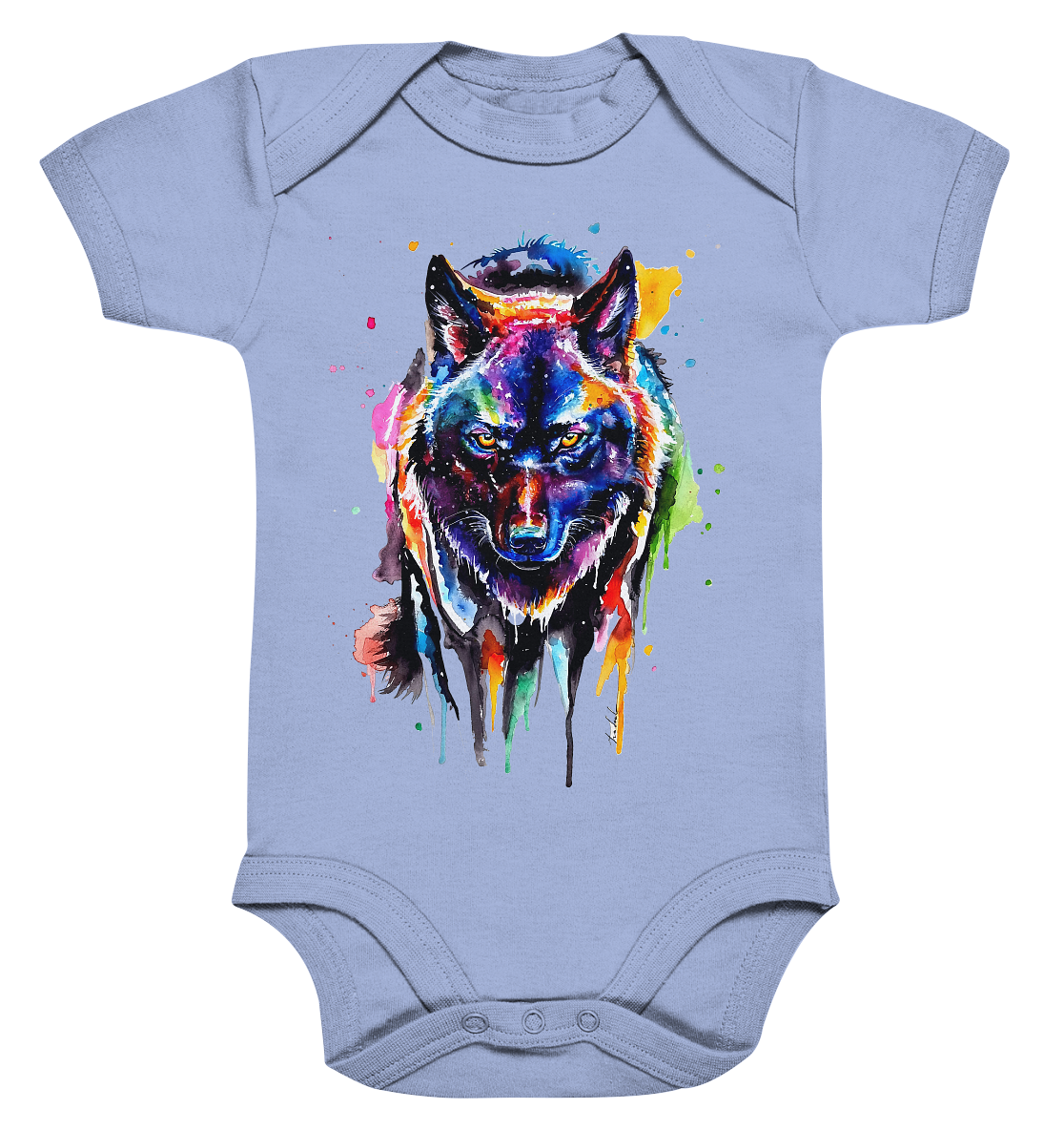 Bunter schwarzer Wolf - Organic Baby Bodysuite