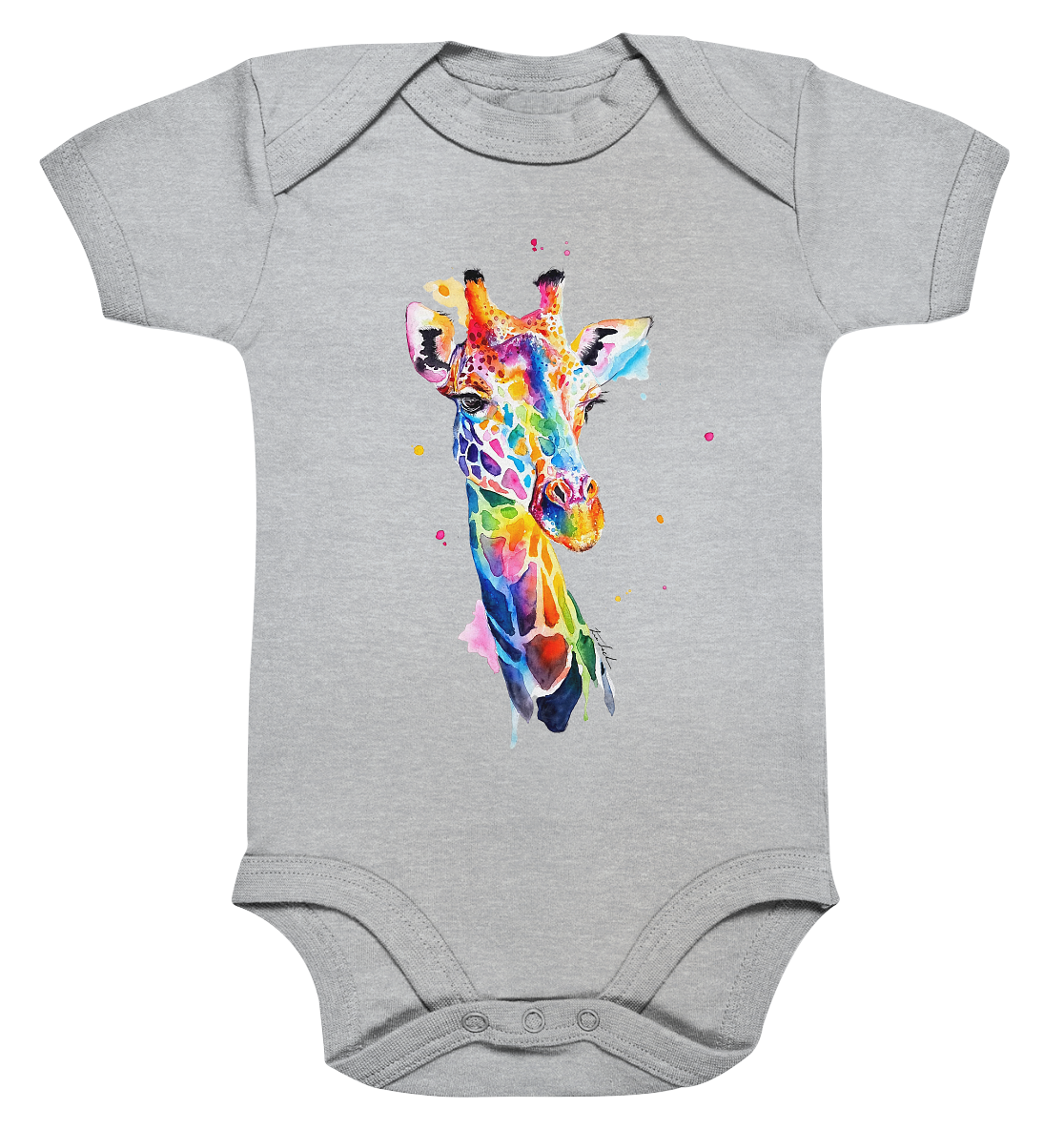 Motiv farbenfrohe Giraffe - Organic Baby Bodysuite