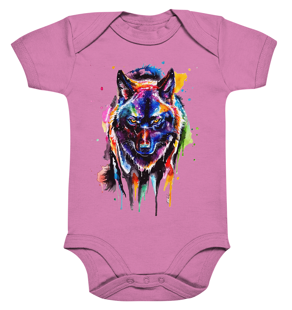 Bunter schwarzer Wolf - Organic Baby Bodysuite