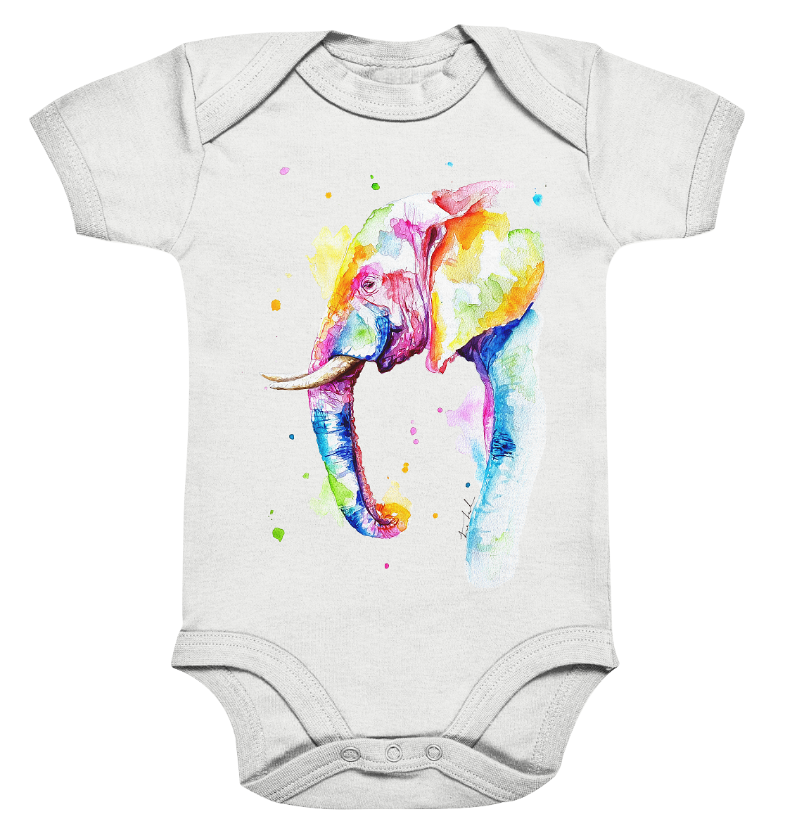 Bunter Elefant - Organic Baby Bodysuite