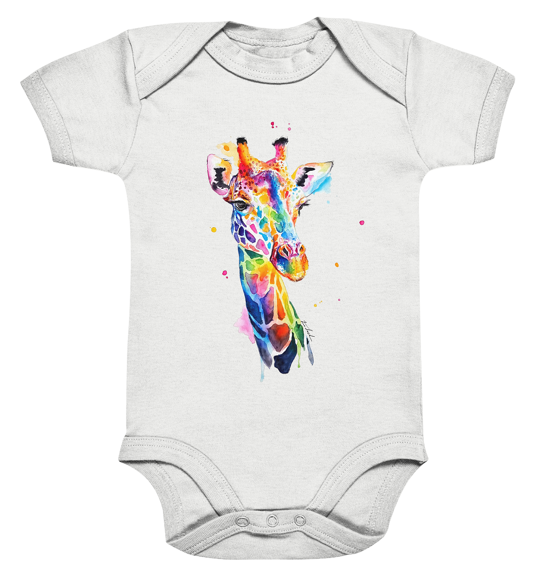 Motiv farbenfrohe Giraffe - Organic Baby Bodysuite