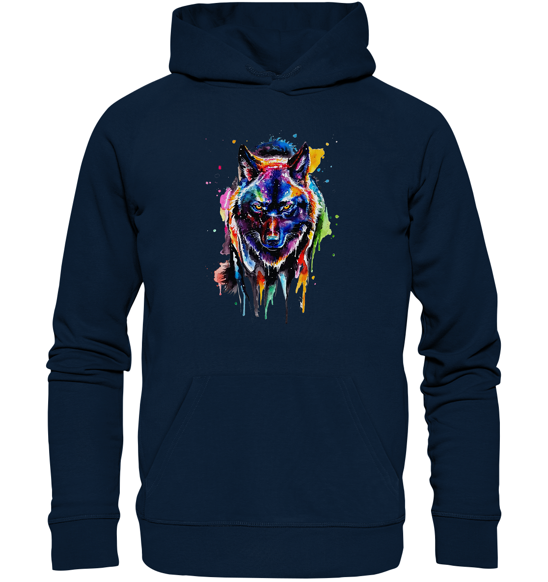 Bunter schwarzer Wolf - Organic Basic Hoodie
