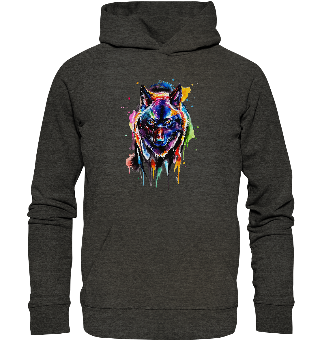 Bunter schwarzer Wolf - Organic Basic Hoodie