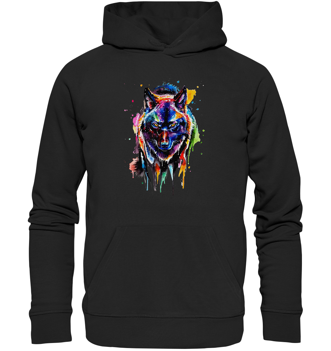 Bunter schwarzer Wolf - Organic Basic Hoodie