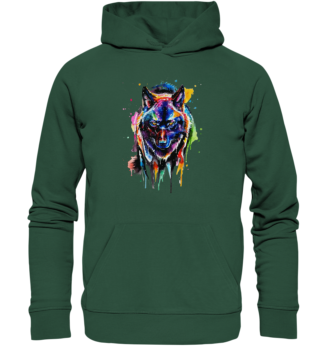 Bunter schwarzer Wolf - Organic Basic Hoodie