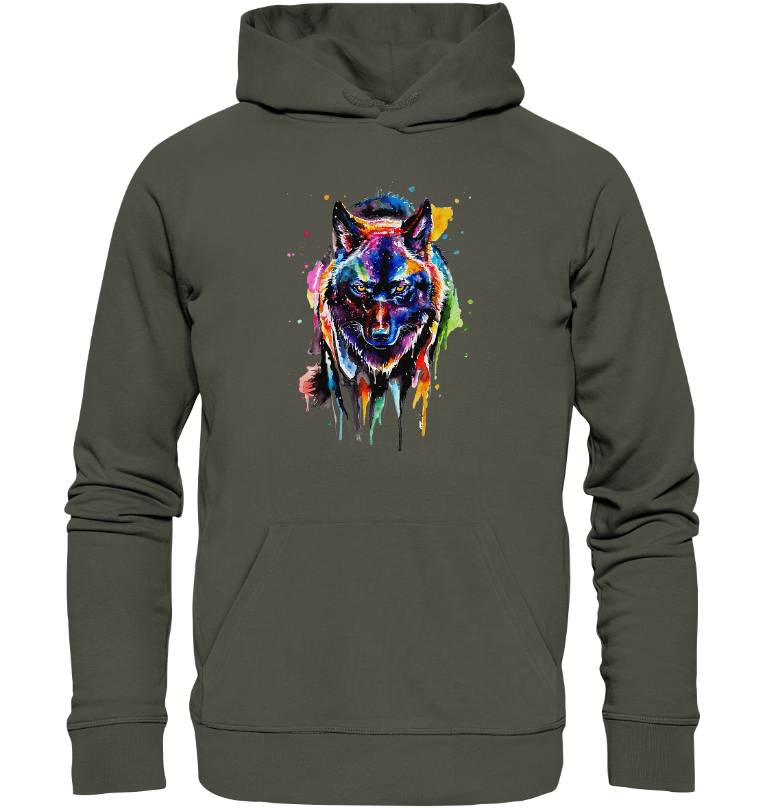 Bunter schwarzer Wolf - Organic Basic Hoodie