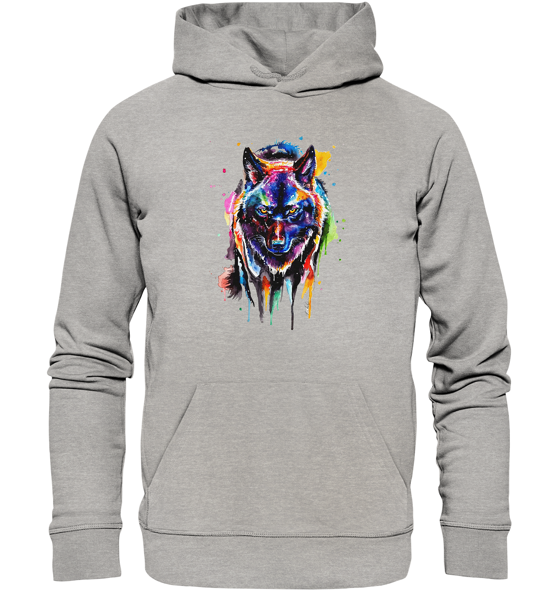 Bunter schwarzer Wolf - Organic Basic Hoodie
