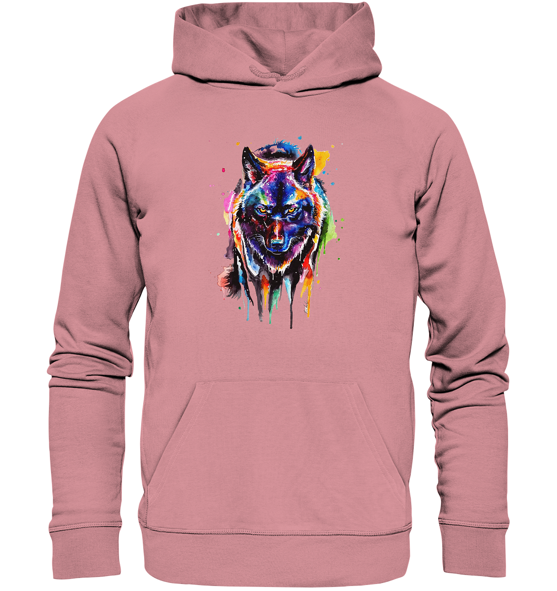 Bunter schwarzer Wolf - Organic Basic Hoodie