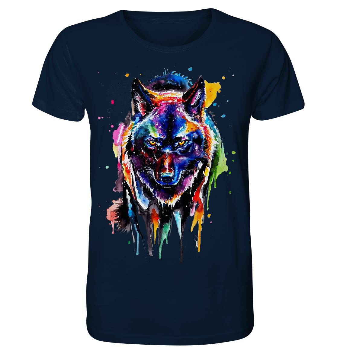 Bunter schwarzer Wolf - Organic Basic Shirt