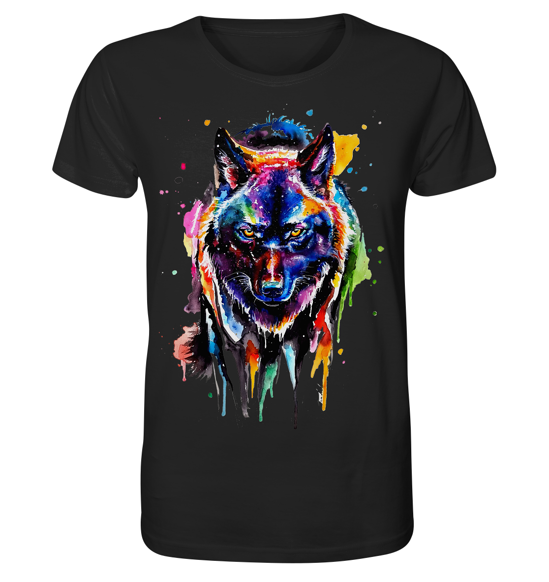 Bunter schwarzer Wolf - Organic Basic Shirt