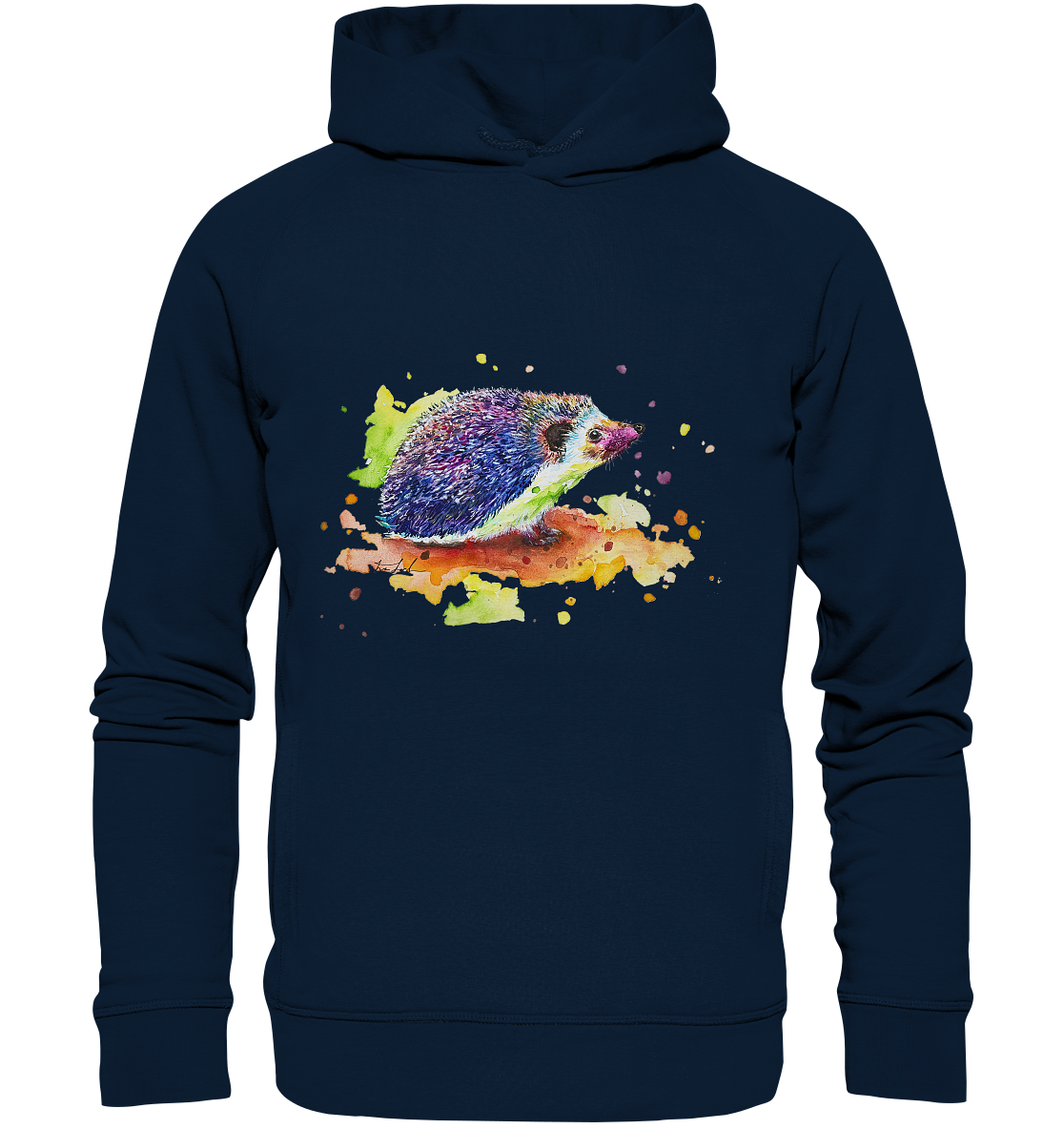 Motiv farbenfroher Igel - Organic Fashion Hoodie