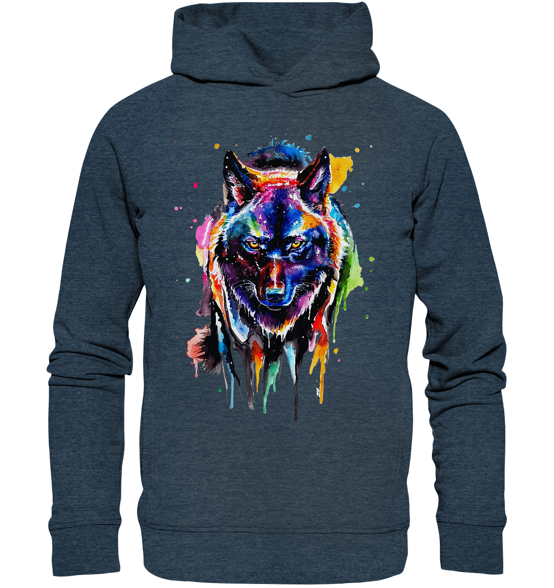 Bunter schwarzer Wolf - Organic Fashion Hoodie