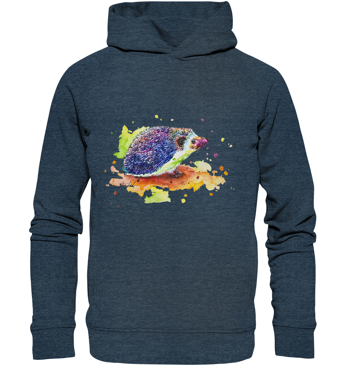 Motiv farbenfroher Igel - Organic Fashion Hoodie