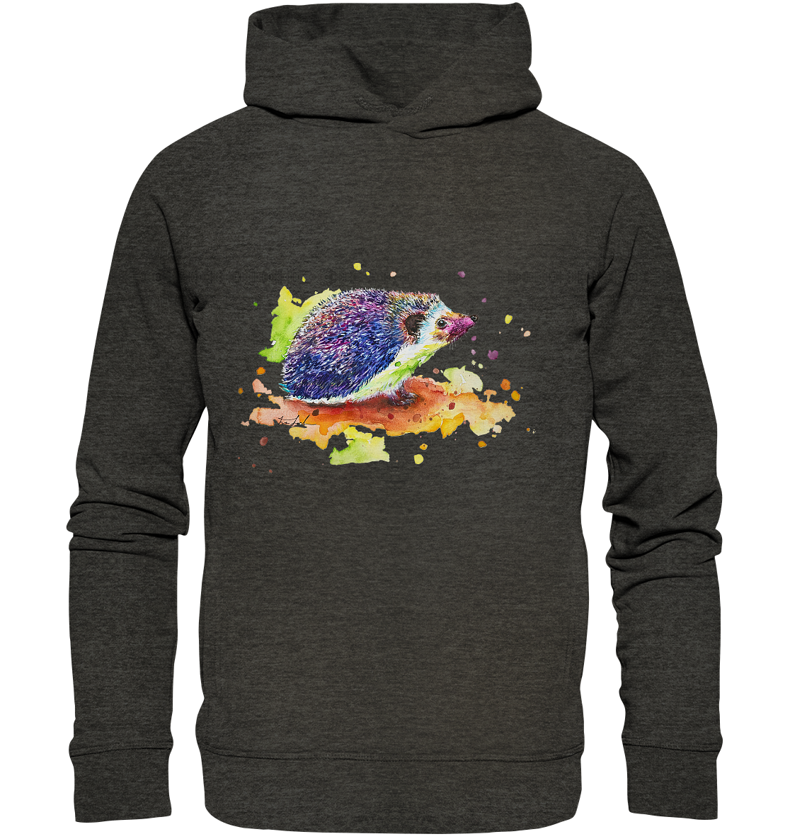 Motiv farbenfroher Igel - Organic Fashion Hoodie