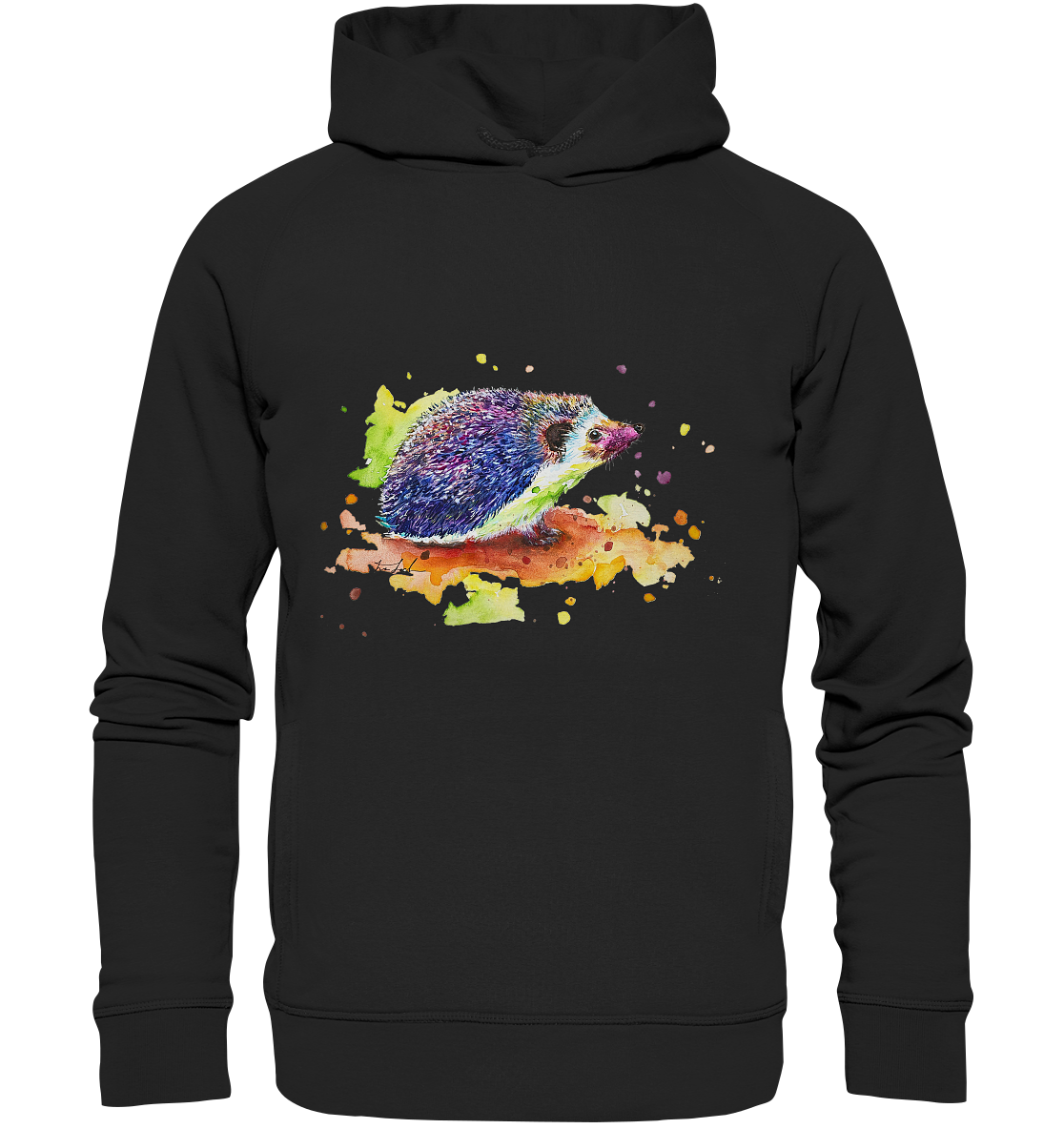 Motiv farbenfroher Igel - Organic Fashion Hoodie