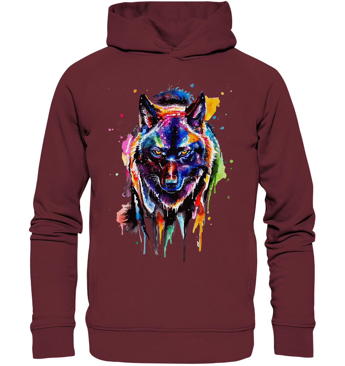 Bunter schwarzer Wolf - Organic Fashion Hoodie