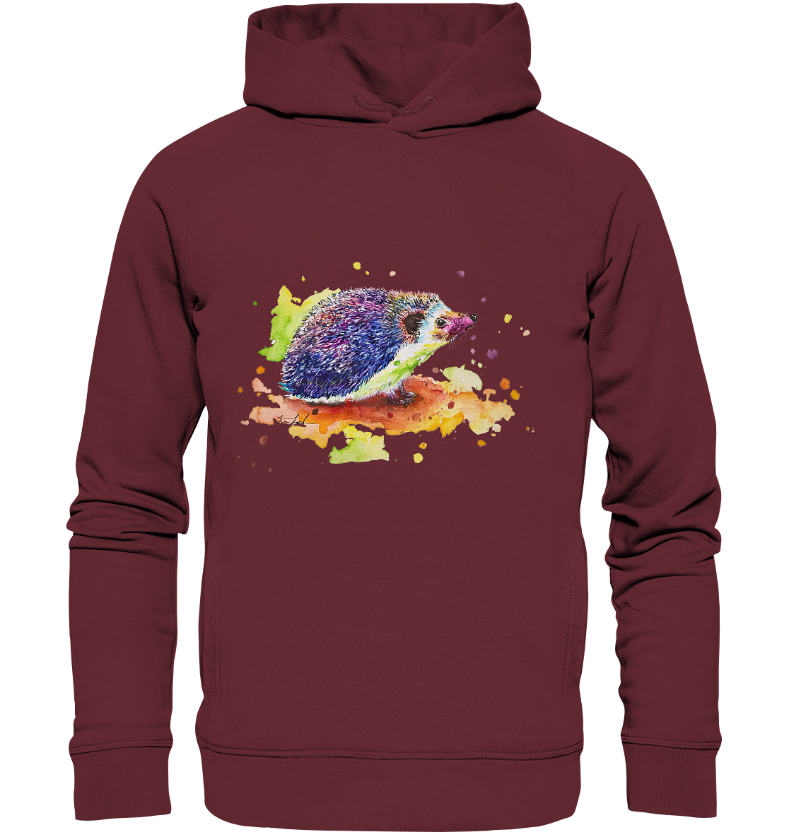 Motiv farbenfroher Igel - Organic Fashion Hoodie