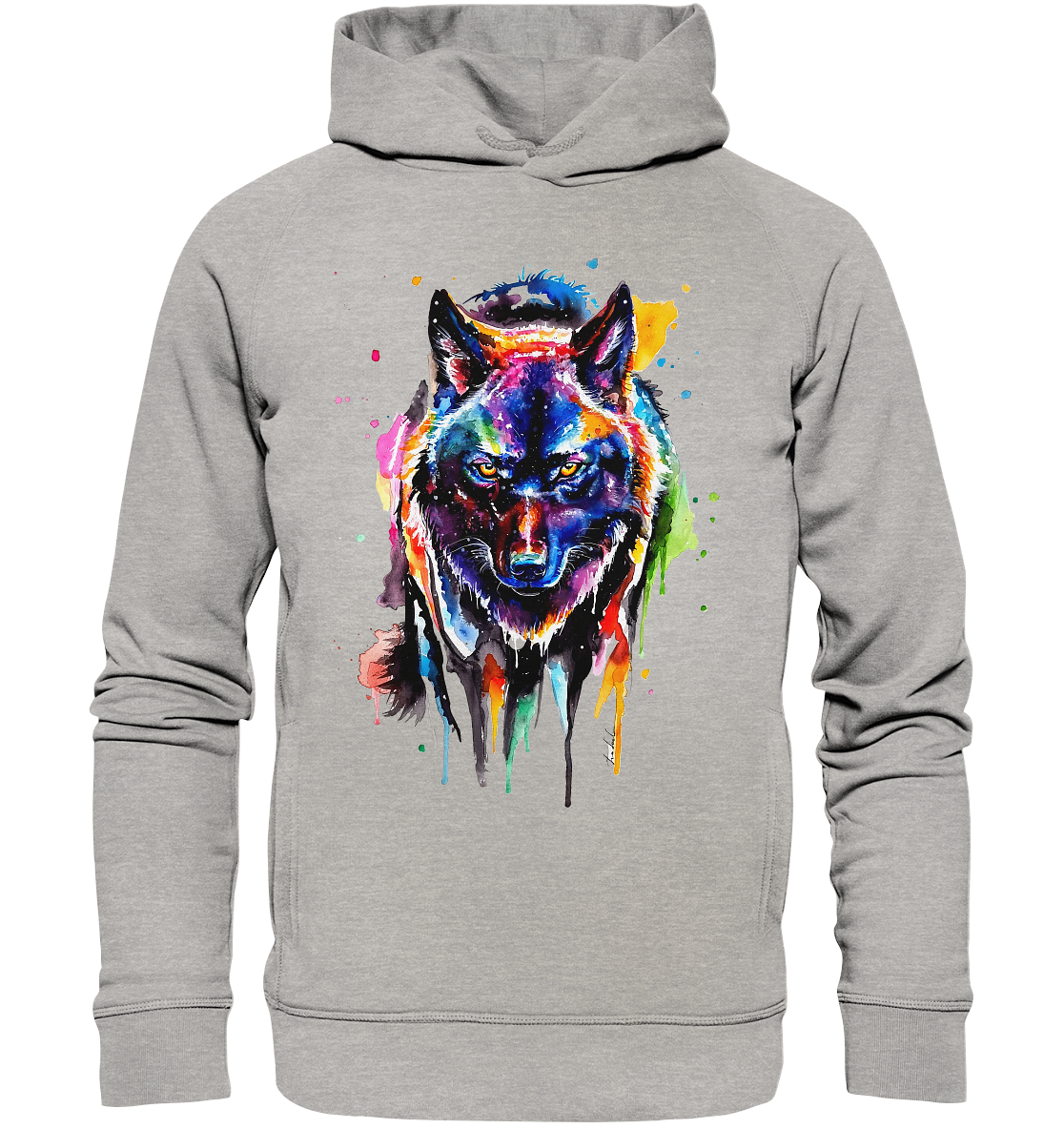 Bunter schwarzer Wolf - Organic Fashion Hoodie