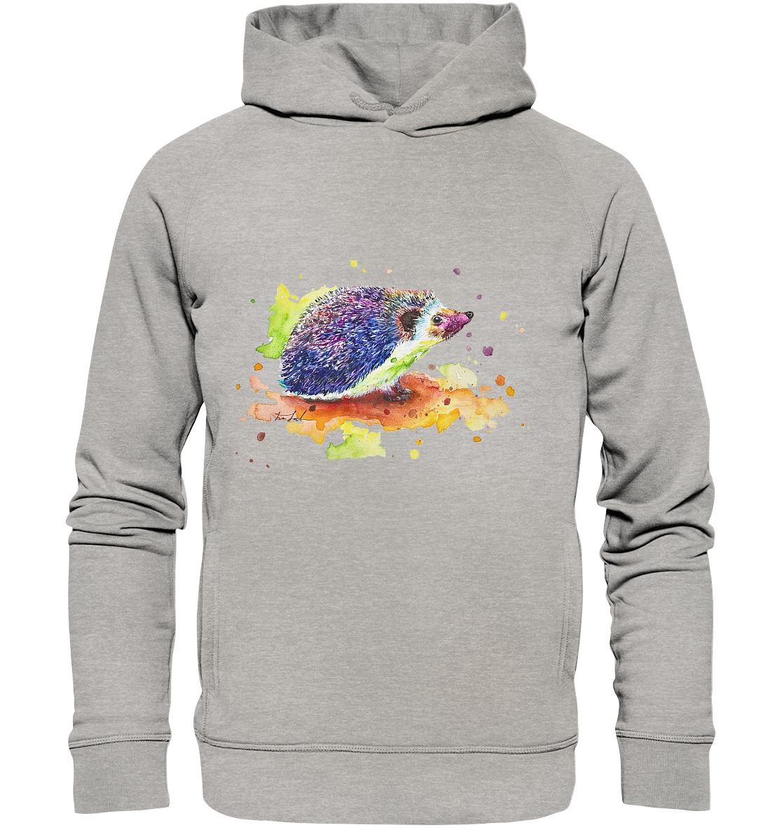 Motiv farbenfroher Igel - Organic Fashion Hoodie