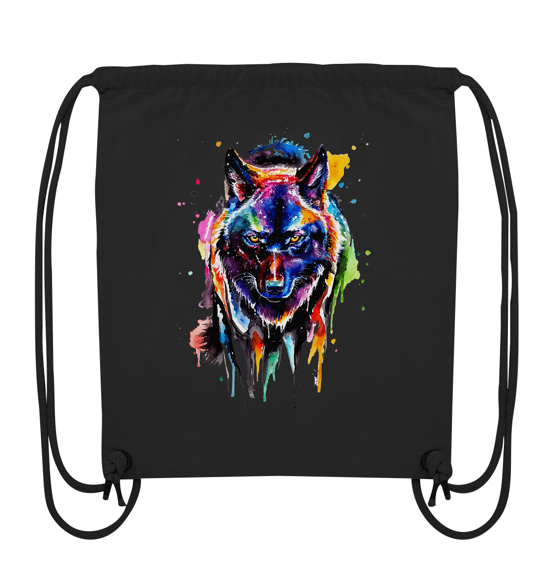 Bunter schwarzer Wolf - Organic Gym-Bag