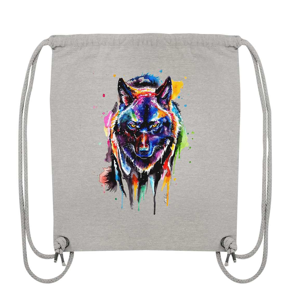 Bunter schwarzer Wolf - Organic Gym-Bag