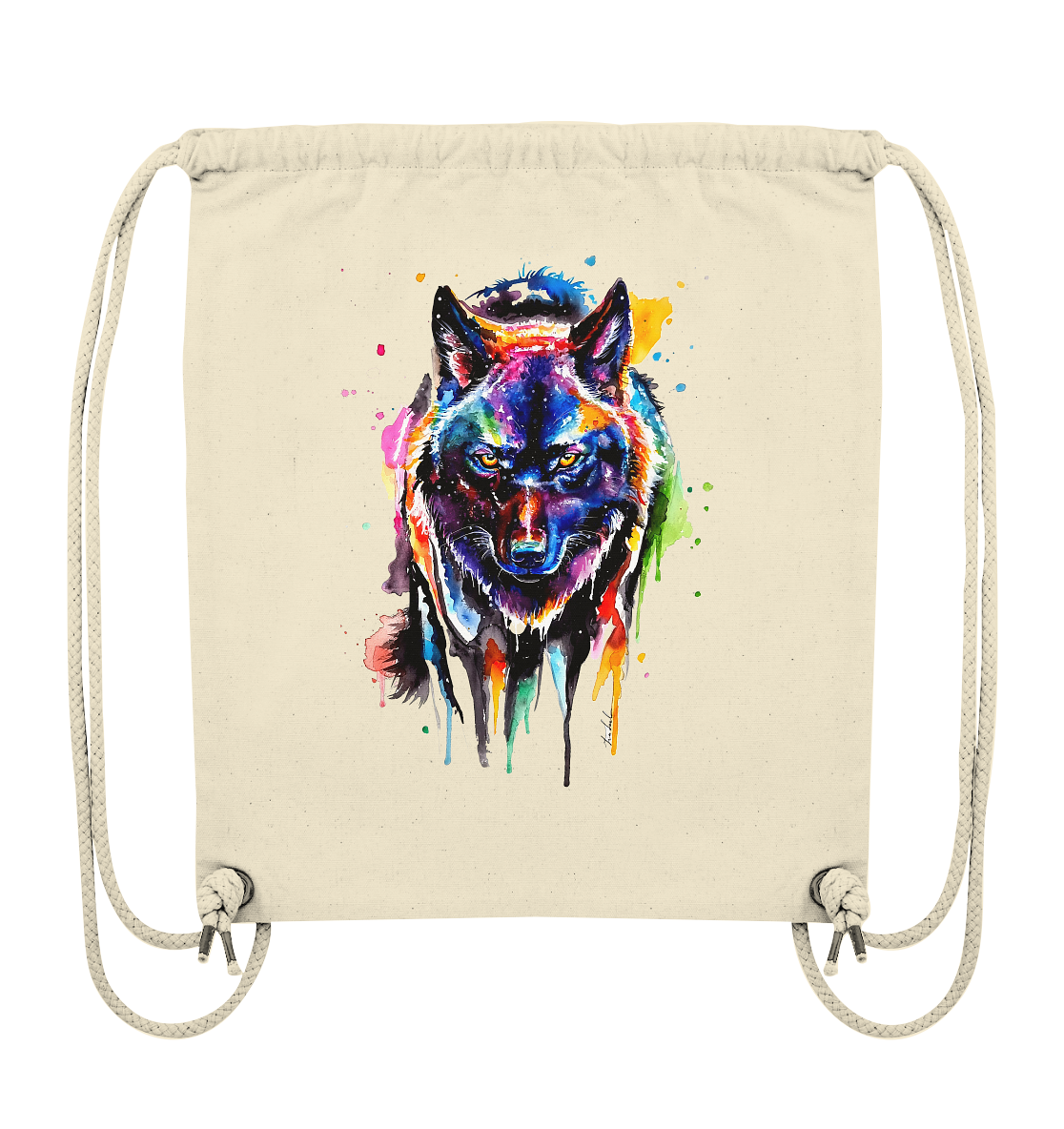 Bunter schwarzer Wolf - Organic Gym-Bag