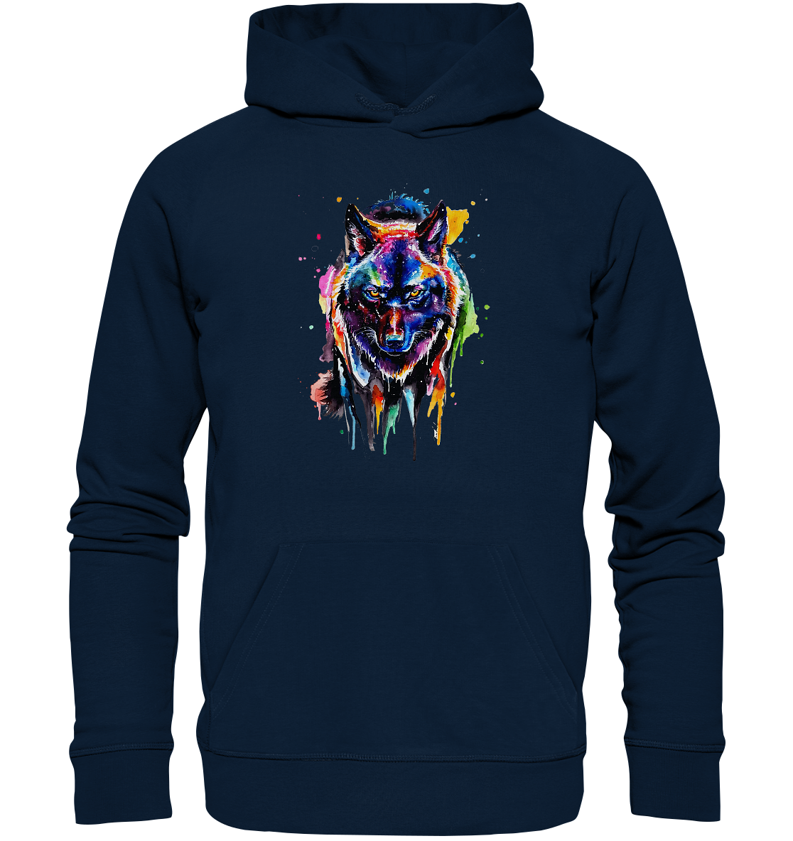 Bunter schwarzer Wolf - Organic Hoodie