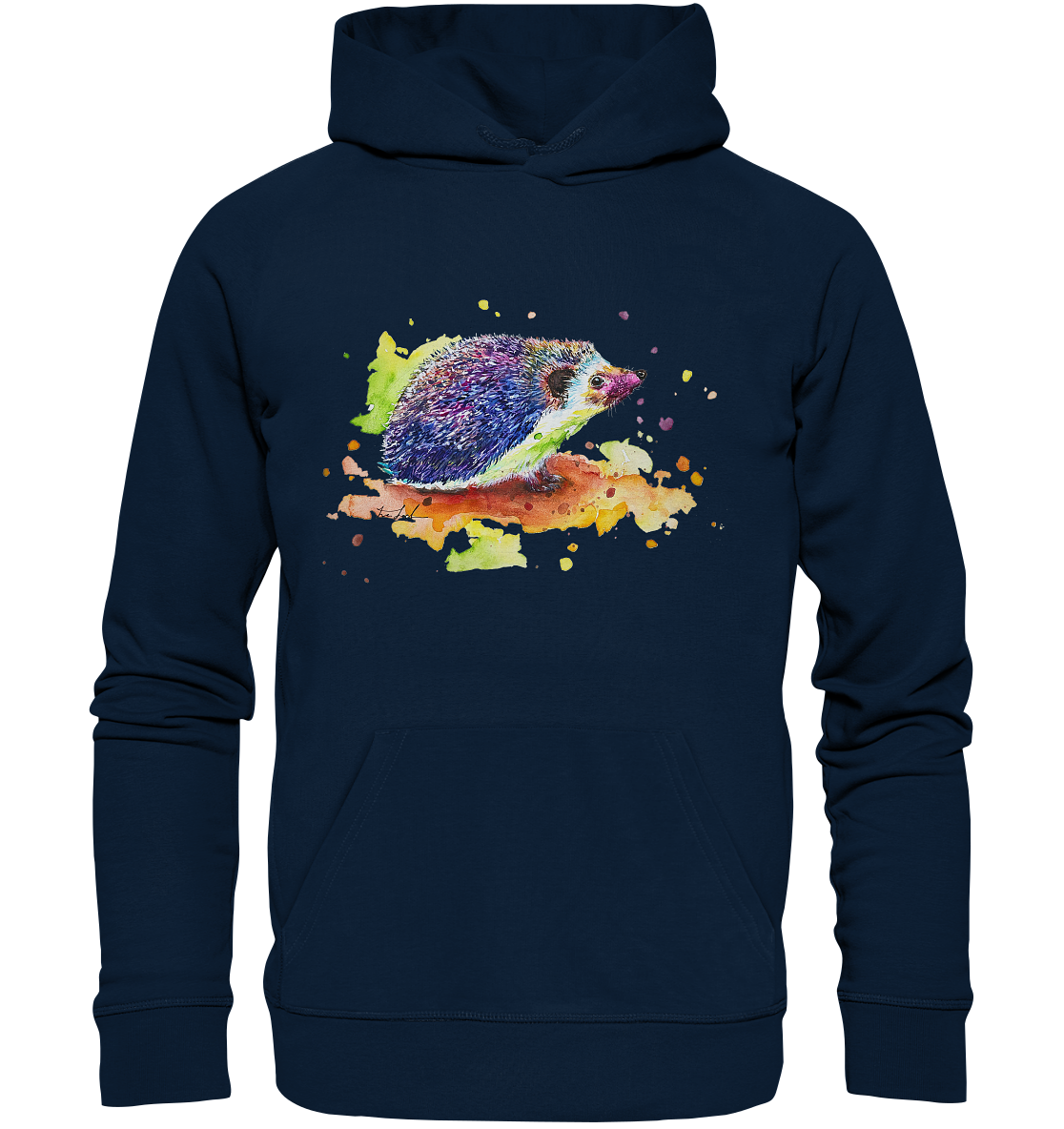 Motiv farbenfroher Igel - Organic Hoodie