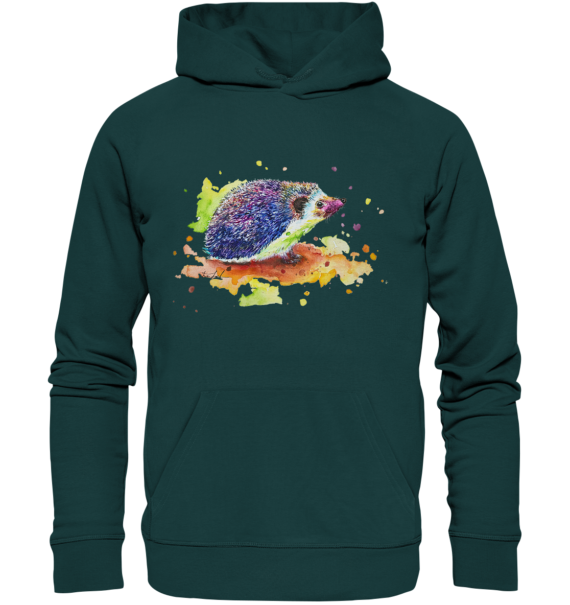 Motiv farbenfroher Igel - Organic Hoodie