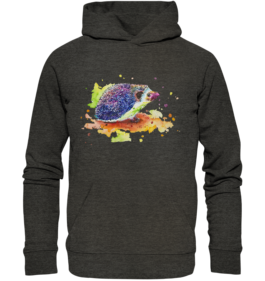 Motiv farbenfroher Igel - Organic Hoodie
