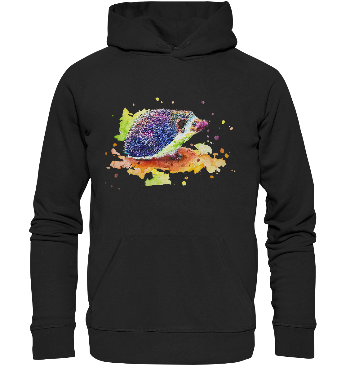 Motiv farbenfroher Igel - Organic Hoodie