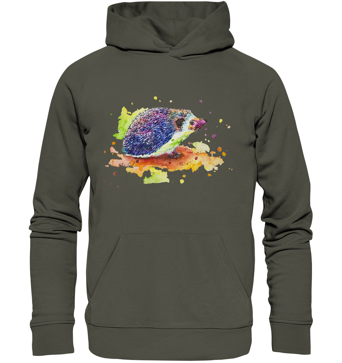 Motiv farbenfroher Igel - Organic Hoodie