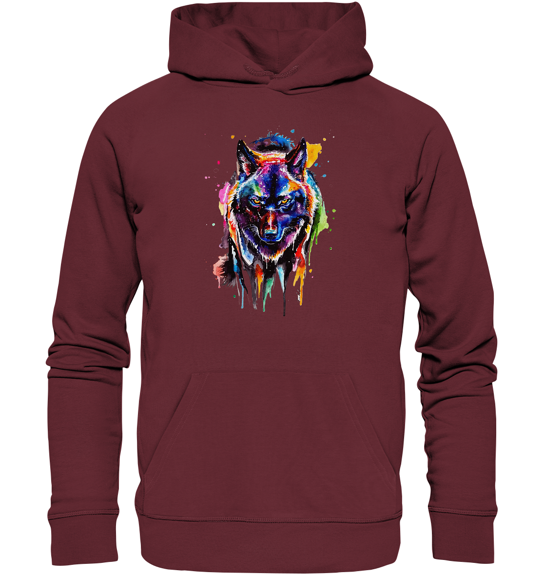 Bunter schwarzer Wolf - Organic Hoodie